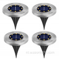 Wason Hot Sale 8led Auto On/Off Night Beveiliging Disk aangedreven LED Garden Light Walkway Outdoor Solar Ground Lights